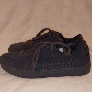 Toms Lenox Dark Grey Suede Lace-Up Sneakers
